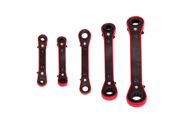 5-PC RATCHET OFFSET BOX WRENCH, 5.5-17MM