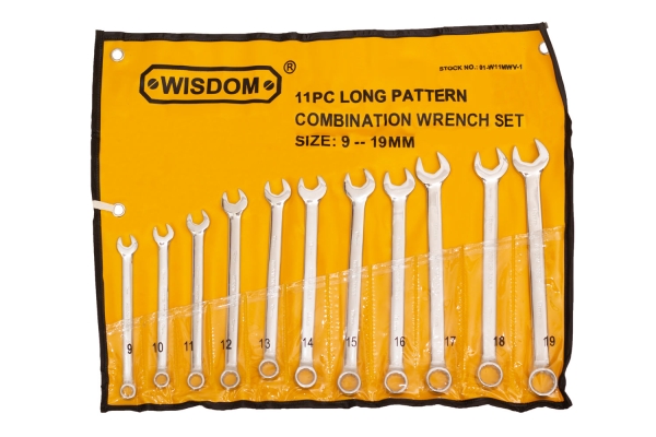 11PC EXTRA LONG COMBO WRENCH SET 9-19MM
