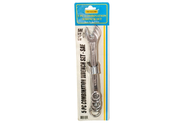 5-PC COMBO WRENCH, CARDED 1/4"-3/4"