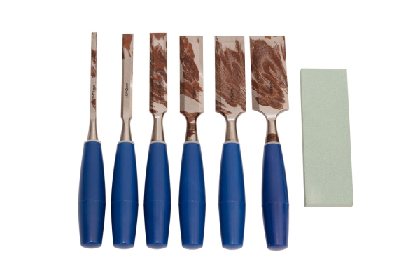 6-PC WOOD CHISEL W/ 5" SHARPENING STONE