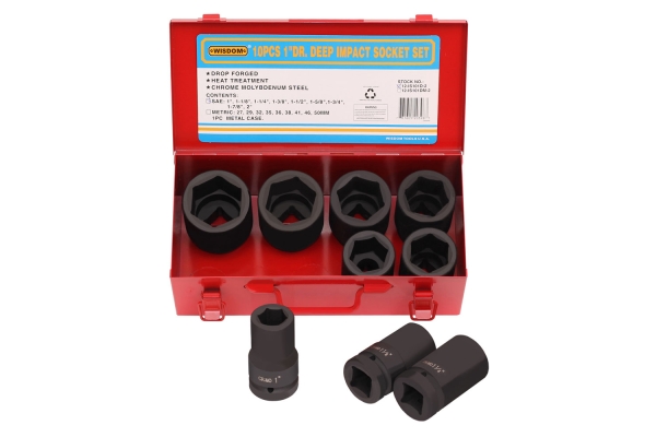 10-PC 1" DR. DEEP IMPACT SOCKET SET, SAE