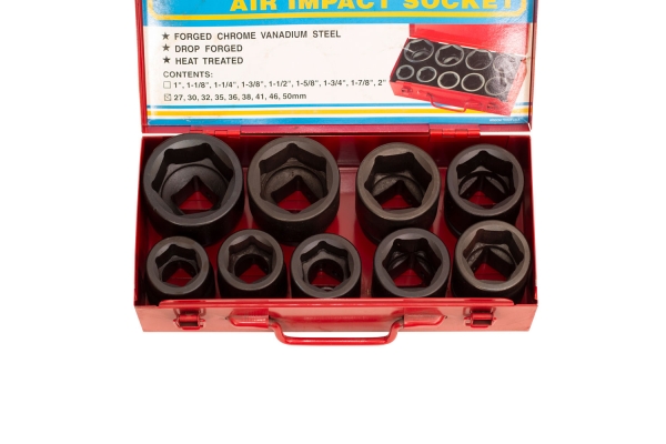 10-PC 1" DR. SHALLOW IMPACT SOCKET, METRIC