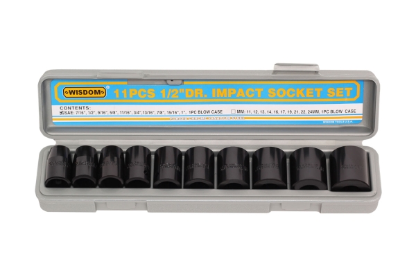 11-PC 1/2" SHALLOW IMPACT SOCKET, SAE