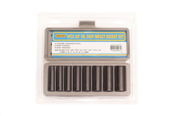 9-PC 3/8" DEEP IMPACT SOCKET, SAE
