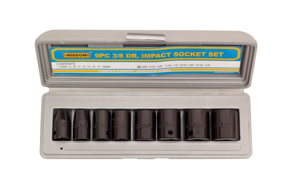 9-PC 3/8" SHALLOW IMPACT SOCKET, SAE