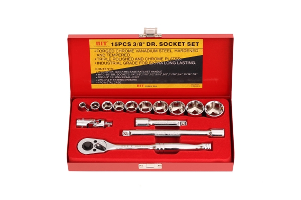 "HIT" 15-PC 3/8"DR SOCKET SET, SAE