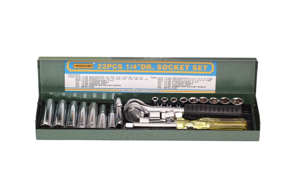 22-PC 1/4" DR. 6-POINT SOCKET SET, SAE
