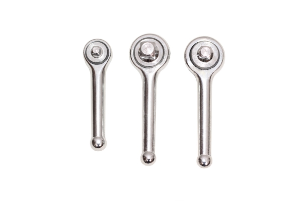 3PC STUBBY RATCHET HANDLE, 1/4-3/8-1/2"