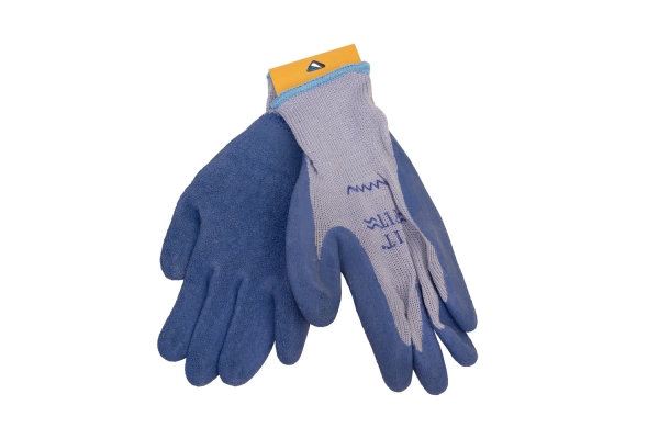 SMALL BLUE GRIP GLOVE, RUBBER COATED