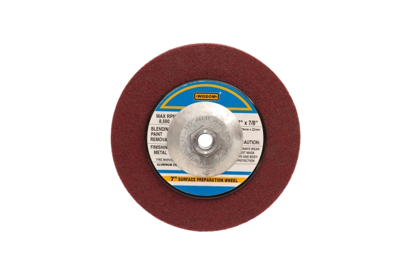7" SURFACE PREP WHL, A/O, W / HUB, GRADE #240