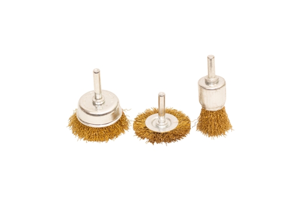 3-PC STEEL WIRE BRUSH KIT, 1/4" MANDREL