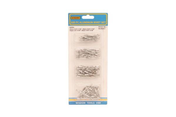 100-PC ALUMINUM HEAD RIVET, 4 SIZES