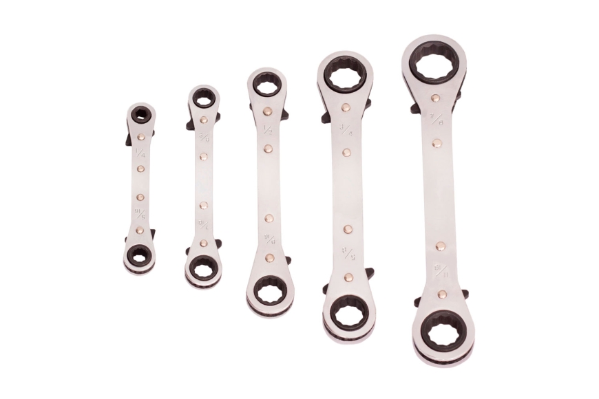 5-PC RACHET BOX WRENCH, 1/4"-7/8"