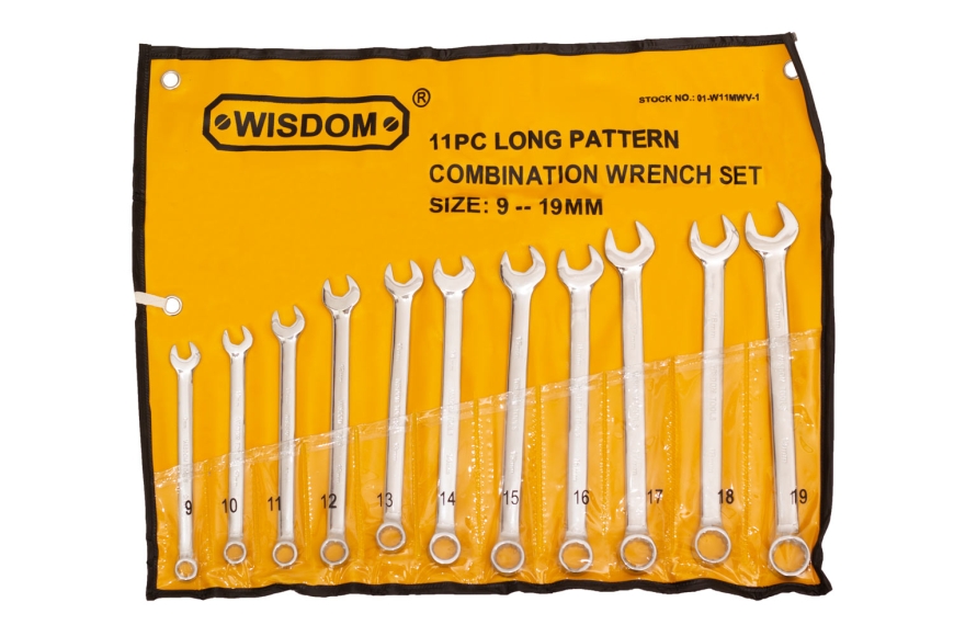 11PC EXTRA LONG COMBO WRENCH SET 9-19MM