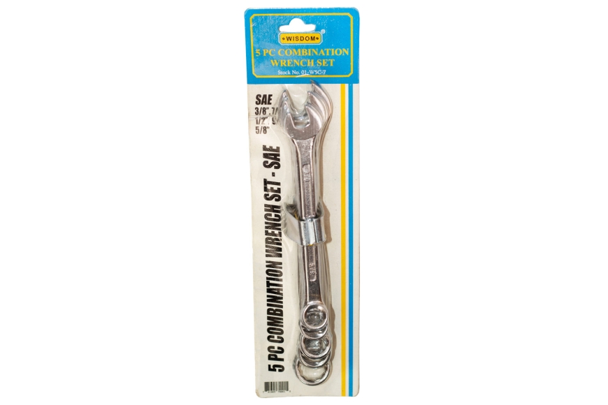 5-PC COMBO WRENCH, CARDED 1/4"-3/4"