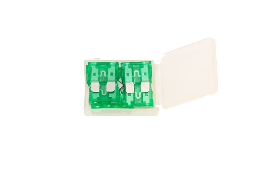 30 AMP CAR FUSE, 10 CLEAR BOX PACK