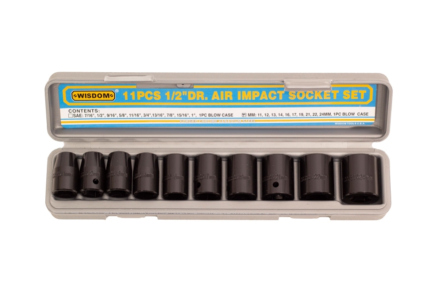 11-PC 1/2" SHALLOW. IMPACT SOCKET, METRIC