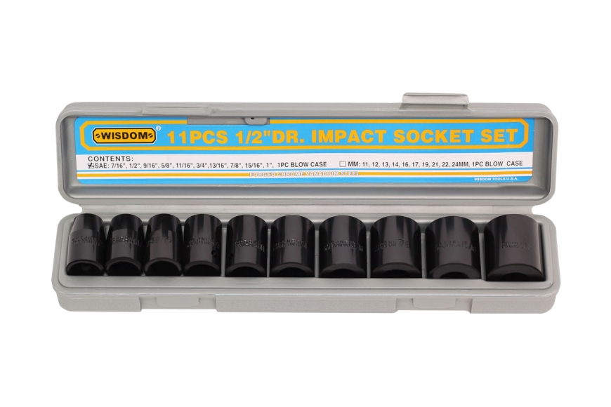 11-PC 1/2" SHALLOW IMPACT SOCKET, SAE