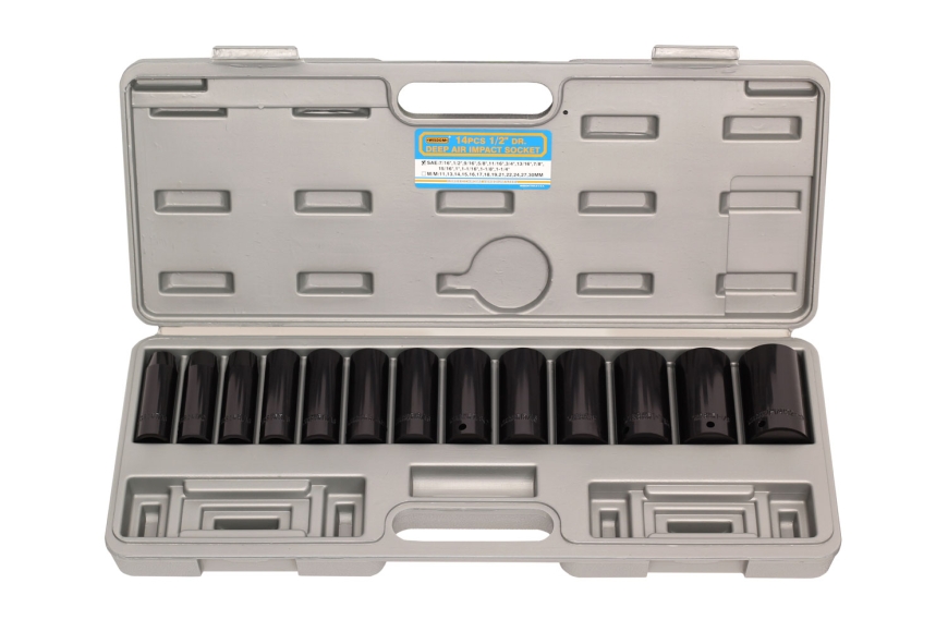 14-PC 1/2" DEEP IMPACT SOCKET, SAE