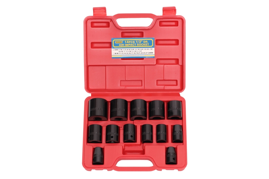 14-PC 1/2" SHALLOW IMPACT SOCKET, SAE
