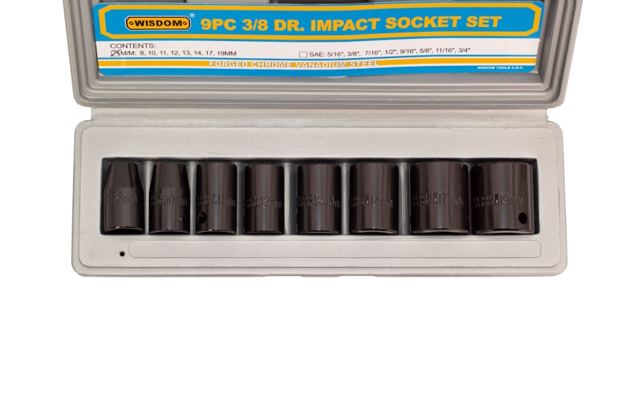 9-PC 3/8" SHALLOW IMPACT SOCKET, METRIC