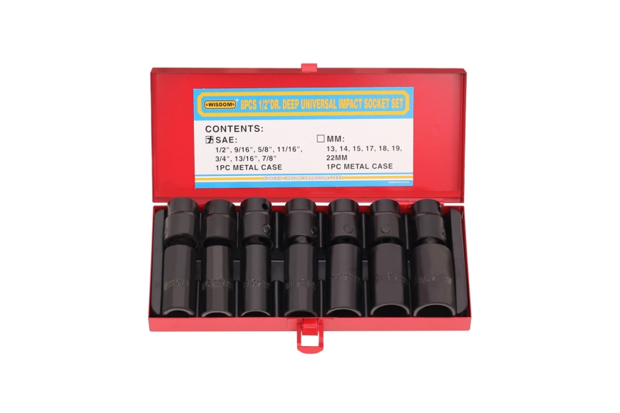 8-PC 1/2" DR. IMPACT UNINVERSAL,DEEP SOCKET SAE