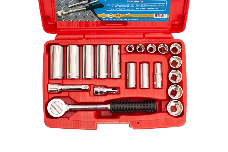 21-PC 3/8" DR. 6-POINT SOCKET SET, SAE