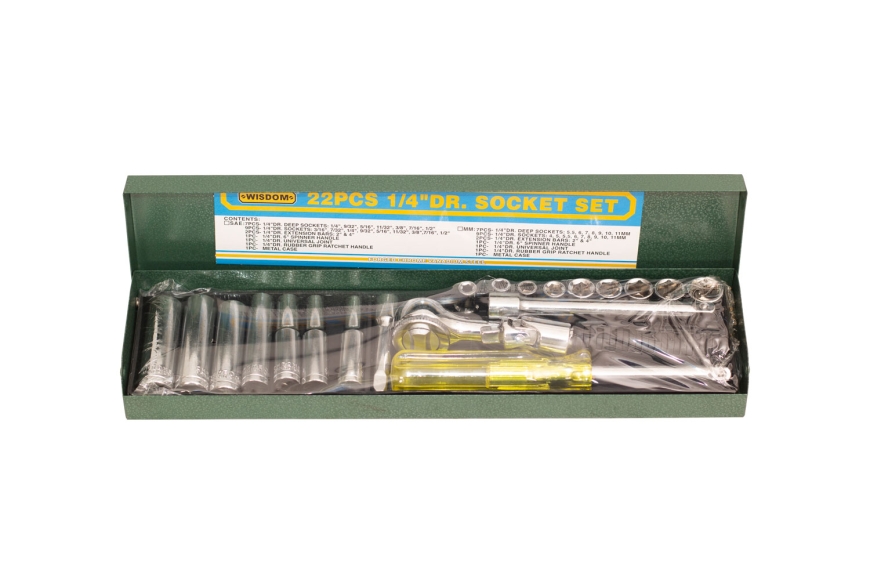22-PC 1/4" DR. 6-POINT SOCKET SET, METRIC