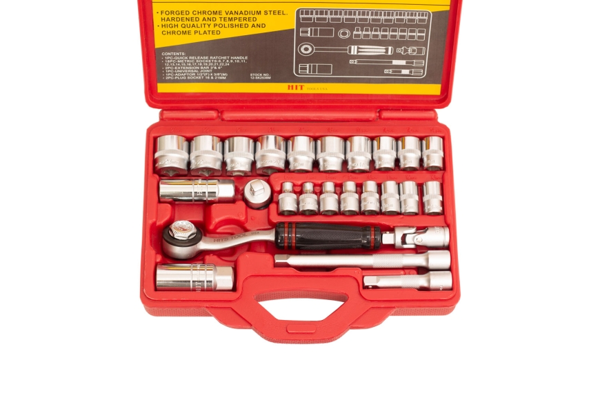 "HIT" 25-PC 3/8" DR. 6-POINT SOCKET SET, METRIC