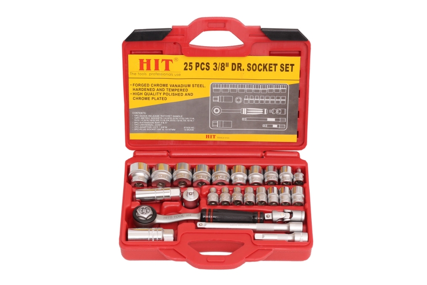 "HIT" 25-PC 3/8" DR. 6-POINT SOCKET SET, SAE
