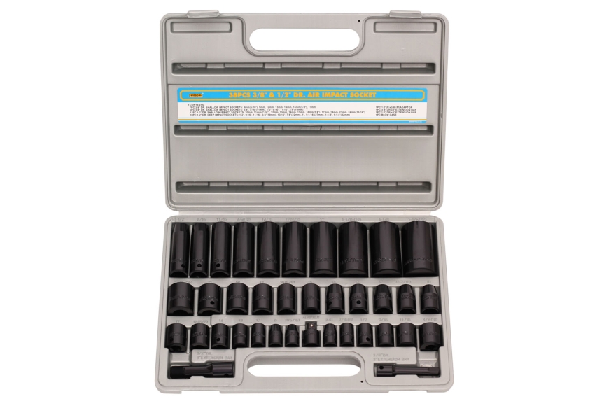 38-PC 3/8" & 1/2" DR. DEEP AND SHALLOW IMPACT SOCKET SET