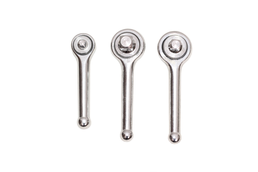 3PC STUBBY RATCHET HANDLE, 1/4-3/8-1/2"