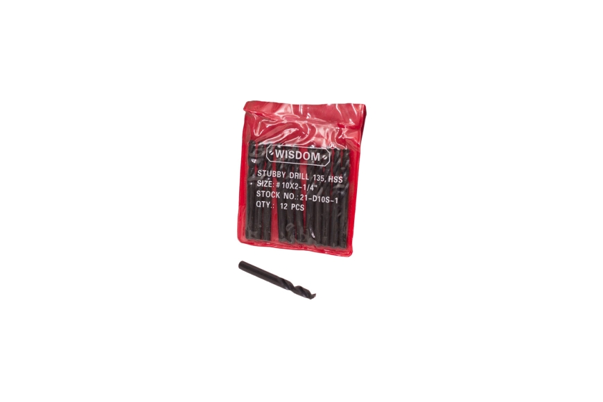 #10 STUBBY DRILL, 135 DEGREE , 12PC/PK