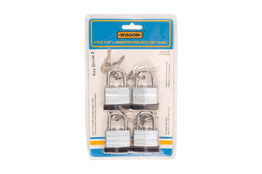 1 1/2" (40MM) 4 PCS PADLOCK, KEY ALIKE